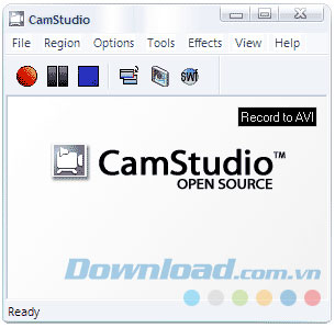 Giao diện phần mềm CamStudio