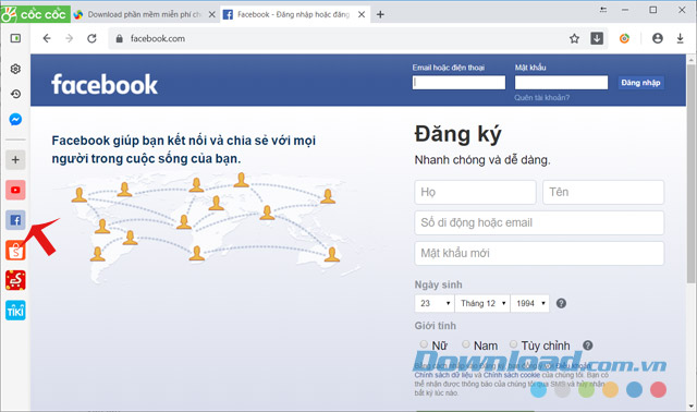 Vào Facebook cực nhanh