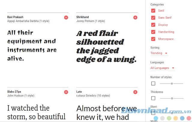 Bộ sưu tập phông chữ miễn phí của Google