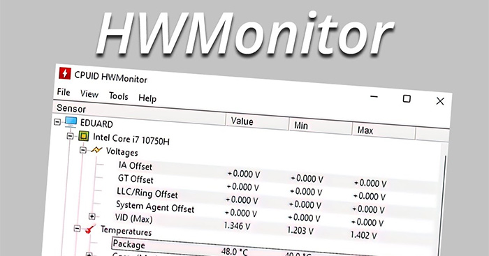 Download HWMonitor 1.52 Theo dõi, giám sát phần cứng máy tính