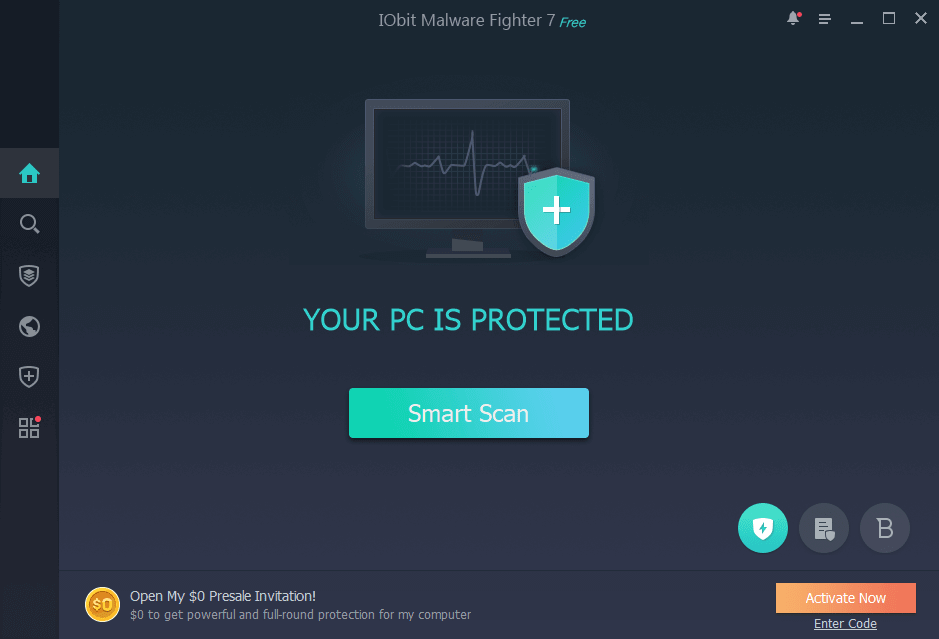 Giao diện miễn phí của IObit Malware Fighter 7