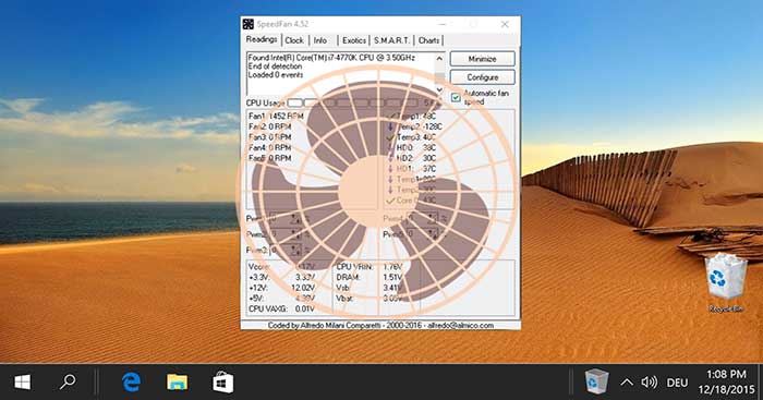 Download SpeedFan 4.52 Theo dõi hoạt động quạt CPU