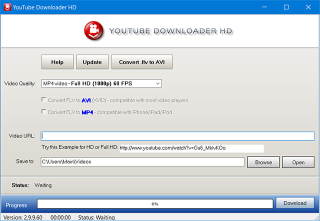 Giao diện chính Youtube Downloader HD-Phần mềm tải YouTube miễn phí