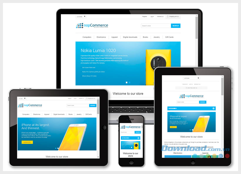 nopCommerce phù hợp với nền tảng di động