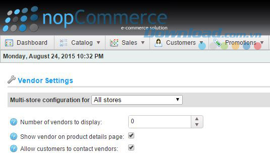 Quản lý số lượng nhà cung cấp trên nopCommerce