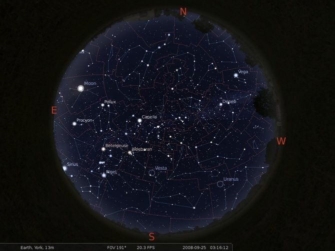 Vị trí chòm sao Sky Toàn cảnh và Dải Ngân hà trên Stellarium