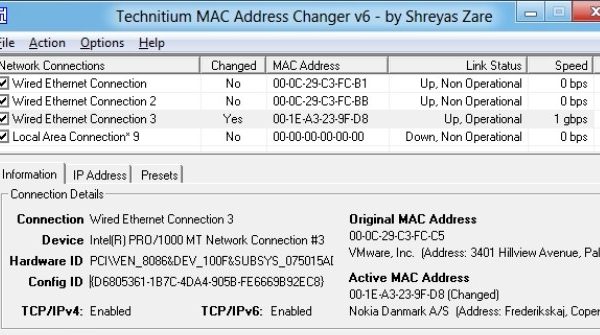 Download Technitium MAC Address Changer 6.0.7 Thay đổi địa chỉ MAC nhanh chóng