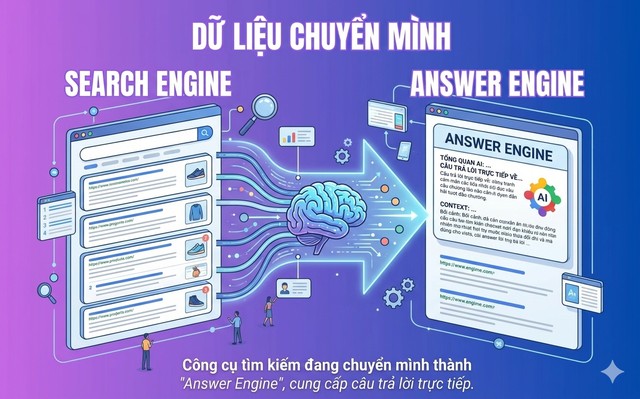 SEO Là Gì? SEO trong kỷ nguyên AI Search 9 Công cụ tìm kiếm đang chuyển mình thành "Answer Engine", cung cấp câu trả lời trực tiếp.