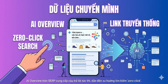 SEO Là Gì? SEO trong kỷ nguyên AI Search 10 AI Overview trên SERP cung cấp câu trả lời tức thì, dẫn đến xu hướng tìm kiếm "zero-click".