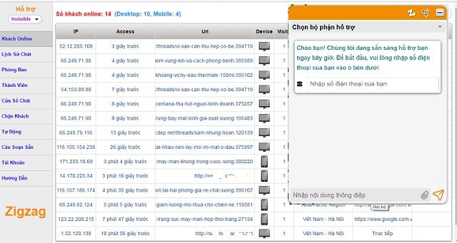 ZigZag Live Chat miễn phí - Cửa sổ chat nên dùng cho các website bán hàng 3