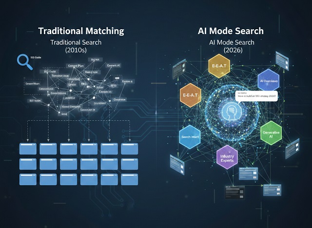 Google AI Mode là gì? Hướng dẫn tối ưu SEO toàn diện cho kỷ nguyên tìm kiếm 2026 2 Sự dịch chuyển từ từ khóa sang thực thể số.