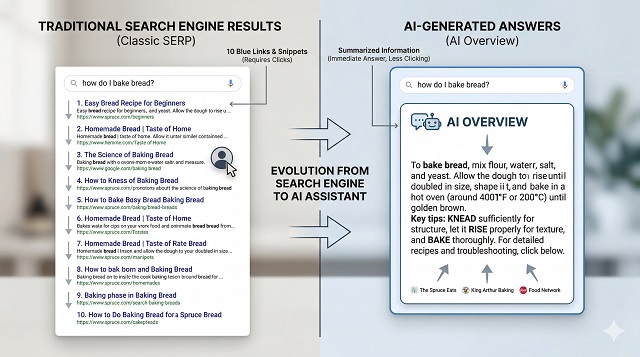 Cách SEO Website Trong Kỷ Nguyên AI Search 2026 1 Giao diện Google truyền thống và Google AI Overview