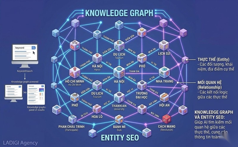 AI Search là gì? Cơ chế hoạt động và các đặc điểm nổi bật của AI Search 5 Knowledge Graph và Entity SEO