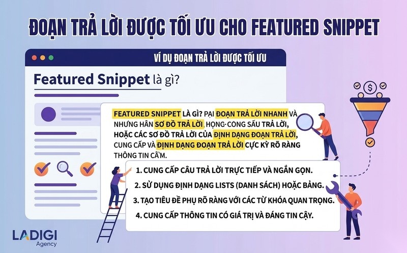 Answer-first Content là gì? Nguyên tắc & Cách tối ưu nội dung cho AI Search 10 Tối ưu đoạn trả lời cho Featured Snippet AI Search Định dạng bullet point