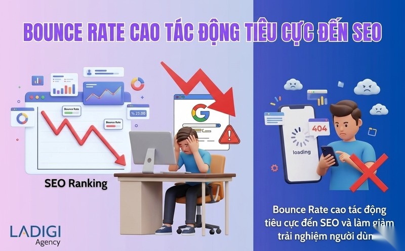 Bounce Rate là gì? Tỷ lệ thoát bao nhiêu là tốt và cách giảm hiệu quả 4 H2 Vì sao Bounce Rate cao ảnh hưởng đến SEO và trải nghiệm người dùng Tầm quan trọng tác động tiêu cực