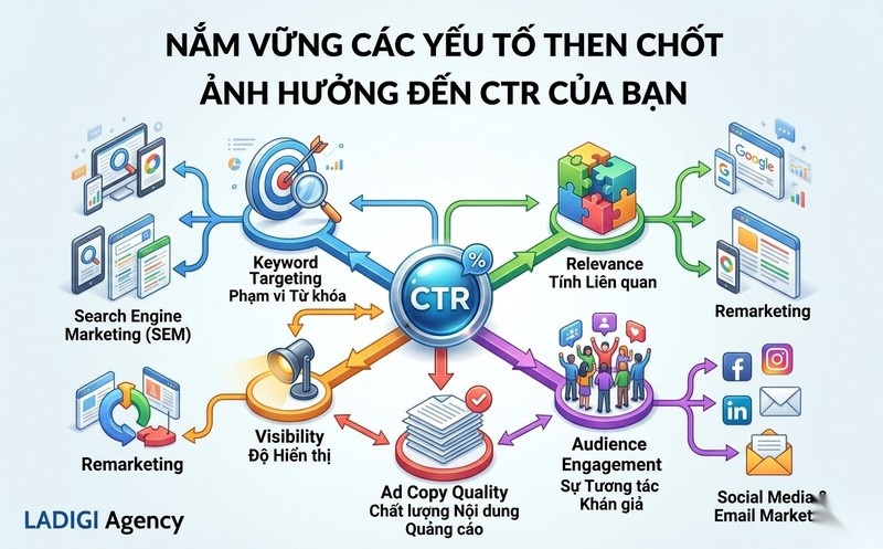 Click-Through Rate (CTR) là gì? Công thức, Tầm quan trọng và Cách tối ưu hiệu quả 6 Các yếu tố ảnh hưởng đến CTR và phân loại theo kênh
