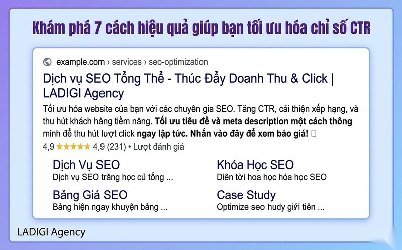 Click-Through Rate (CTR) là gì? Công thức, Tầm quan trọng và Cách tối ưu hiệu quả 9 Tối ưu Tiêu đề và Meta Description SERP Snippet