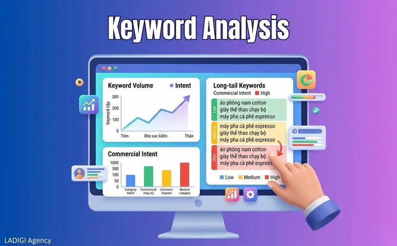 Commercial Intent là gì? Làm thế nào để xác định Commercial Intent? 5 Phân tích từ khóa tìm kiếm Các cụm từ khóa gợi ý Long tail keywords