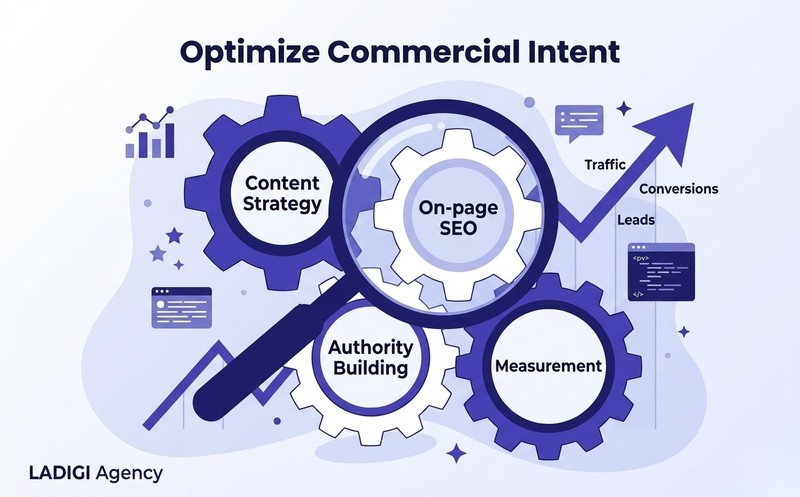 Commercial Intent là gì? Làm thế nào để xác định Commercial Intent? 8 Tối ưu Commercial Intent hiệu quả như thế nào Chiến lược nội dung On page Kỹ thuật