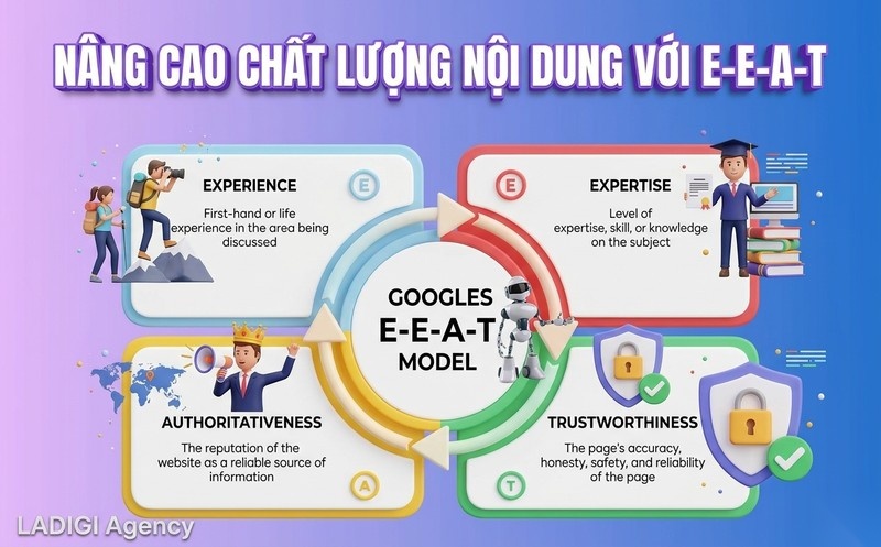 E-E-A-T là gì? Tầm quan trọng và cách tối ưu cho SEO website 1 Định nghĩa E E A T Experience Expertise Authoritativeness Trustworthiness