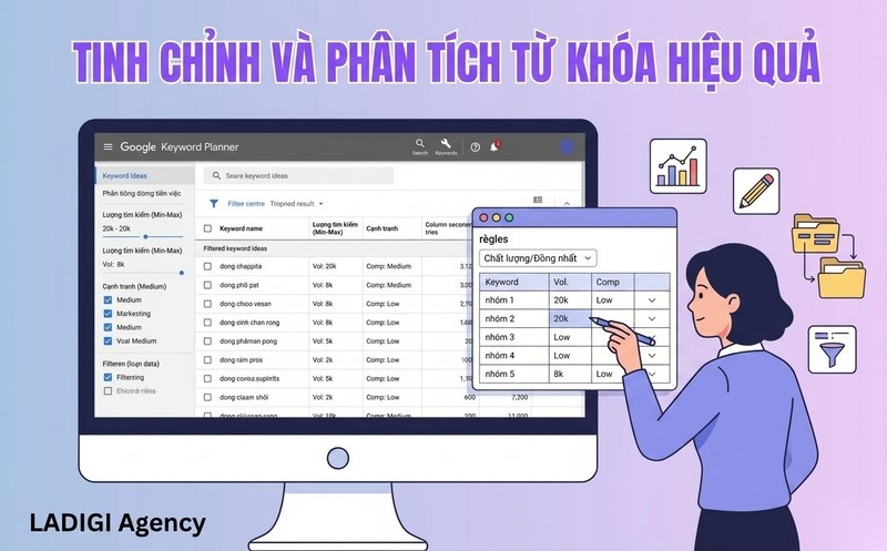 Google Keyword Planner là gì? Hướng dẫn sử dụng và Chiến lược tối ưu Keyword 6 Bước 4 Phân tích lọc và sắp xếp kết quả từ khóa