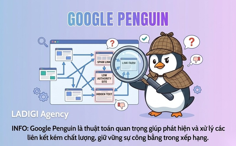 Google Penguin là gì? Dấu hiệu nhận biết website bị án phạt Google Penguin 1 Thuật toán Google Penguin là gì Khái niệm và mục tiêu cốt lõi