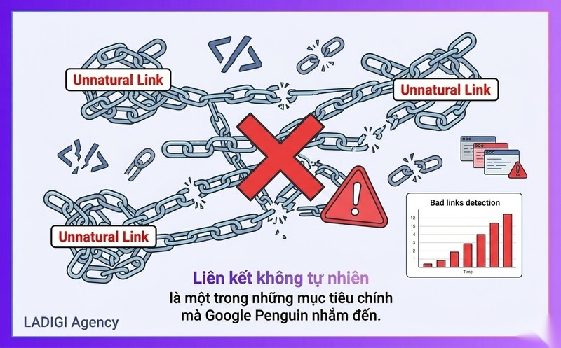 Google Penguin là gì? Dấu hiệu nhận biết website bị án phạt Google Penguin 3 Liên kết không tự nhiên unnatural links