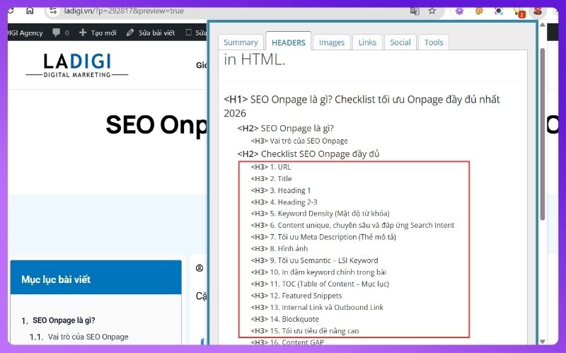 SEO On-Page là gì? Checklist SEO Onpage đầy đủ 2026 4 Hệ thống Heading giúp tạo cấu trúc rõ ràng, hỗ trợ google lập chỉ mục nội dung hiệu quả