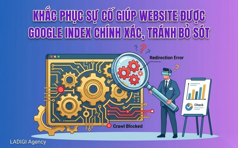 Indexing là gì? Quy trình hoạt động và tối ưu hóa để Google lập chỉ mục website. 8 Cách khắc phục website không được Google Index hoặc Index sai Xử lý các lỗi phổ biến