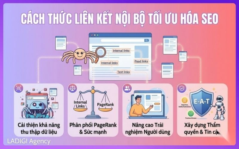 Internal Link Là Gì? Hướng dẫn tối ưu Internal Link chi tiết từng bước 2 Liên kết nội bộ tối ưu hóa SEO bằng cách tăng khả năng thu thập dữ liệu, phân phối sức mạnh và nâng cao trải nghiệm người dùng