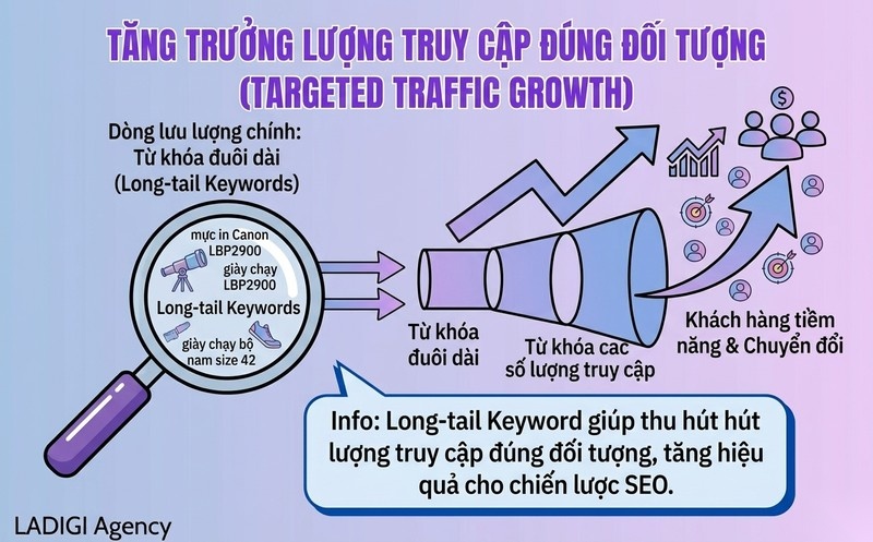 Long-tail Keyword là gì? Cách tìm, sử dụng và tối ưu SEO hiệu quả 2 Tăng lưu lượng truy cập có mục đích