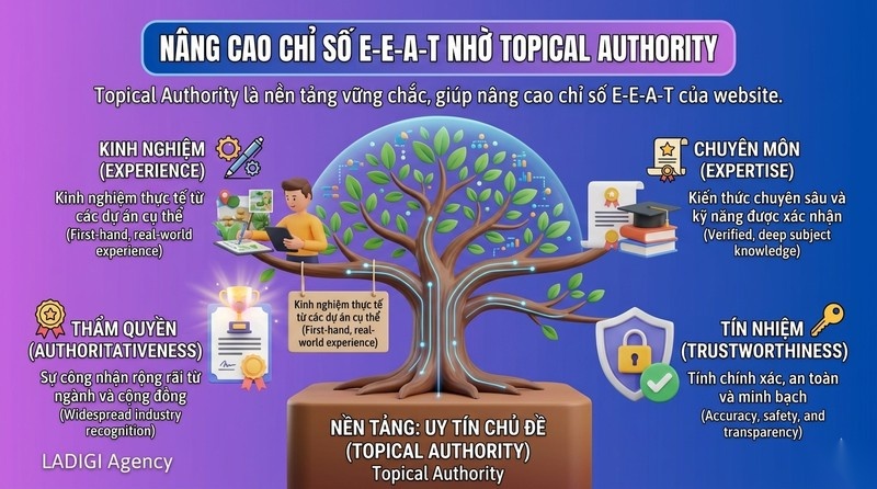 Topical Authority là gì? Cách xây dựng Topical Authority cho website 2 Topical Authority là nền tảng vững chắc, giúp nâng cao chỉ số EEAT của website