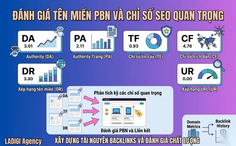 PBN là gì? Cách xây dựng PBN “an toàn” và những sai lầm cần tránh 4 3 2 Các chỉ số quan trọng khi đánh giá tên miền DA PA TF CF DR UR lịch sử backlink