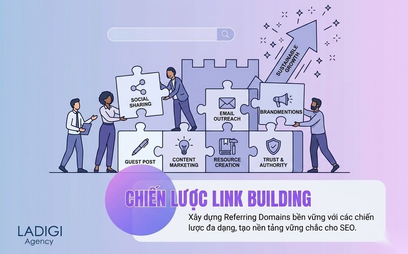 Referring Domains là gì? Phân biệt Backlink, cách kiểm tra và xây dựng hiệu quả 7 Các chiến lược xây dựng Referring Domains hiệu quả và bền vững