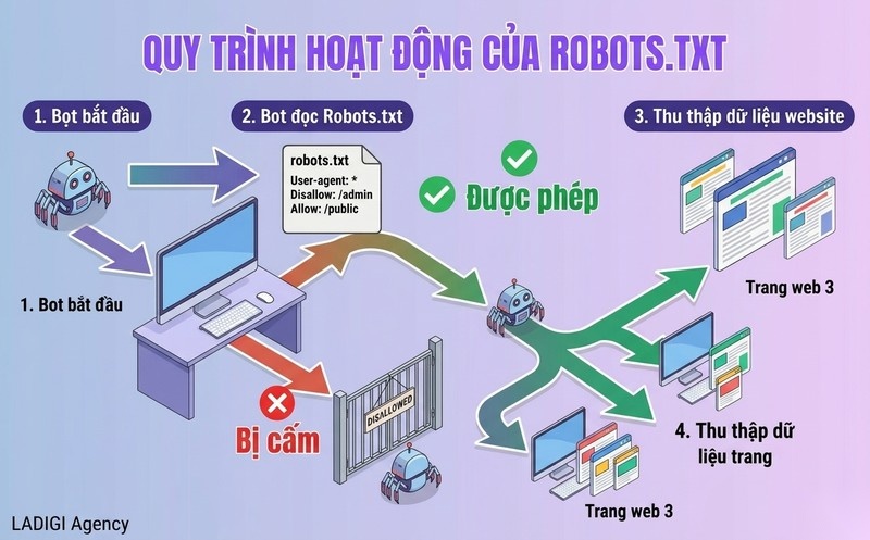 Robots.txt là gì? Cú pháp, cách cấu hình và tối ưu cho SEO 3 Cơ chế hoạt động Quy trình thu thập dữ liệu