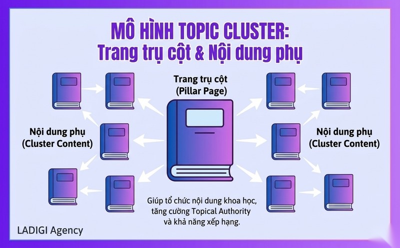 Semantic Keywords là gì? Cách tìm và tối ưu từ khóa ngữ nghĩa hiệu quả trong SEO 4 Xây dựng cụm chủ đề Topic Cluster