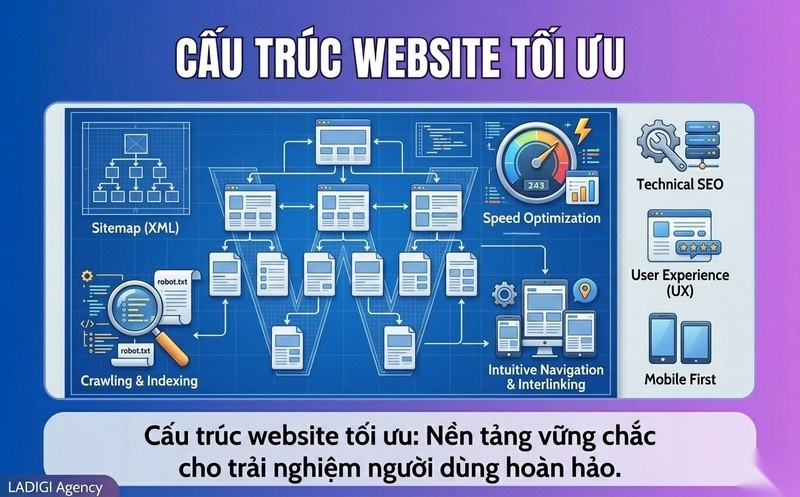SEO tổng thể là gì? Chiến lược triển khai SEO tổng thể hiệu quả 5 H3 Xây dựng cấu trúc website tối ưu Technical SEO UX