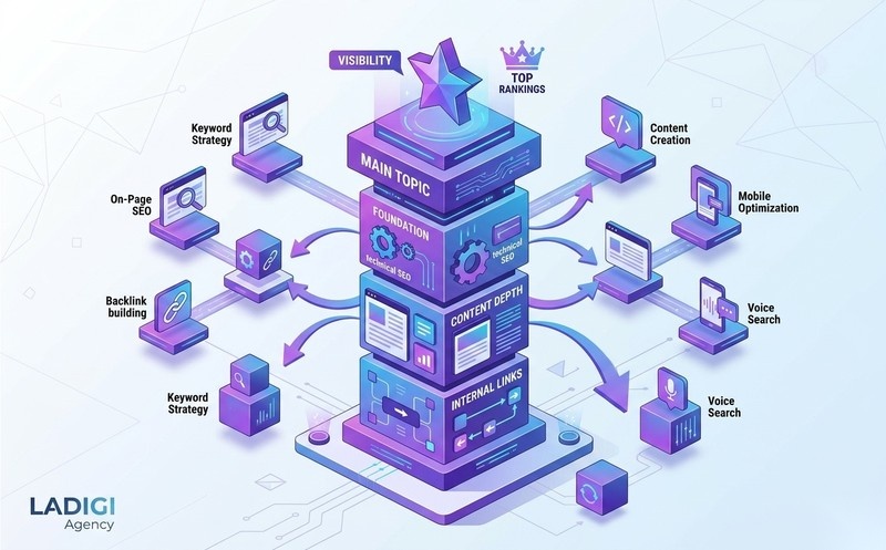 Cluster Content là gì? 8 bước triển khai Topic Cluster hiệu quả 3 Pillar Page Trang trụ cột
