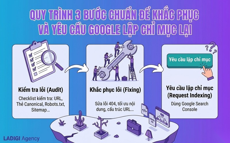 Deindex là gì? 5 nguyên nhân phổ biến và quy trình xử lý 7 Quy trình 3 bước khắc phục tình trạng deindex
