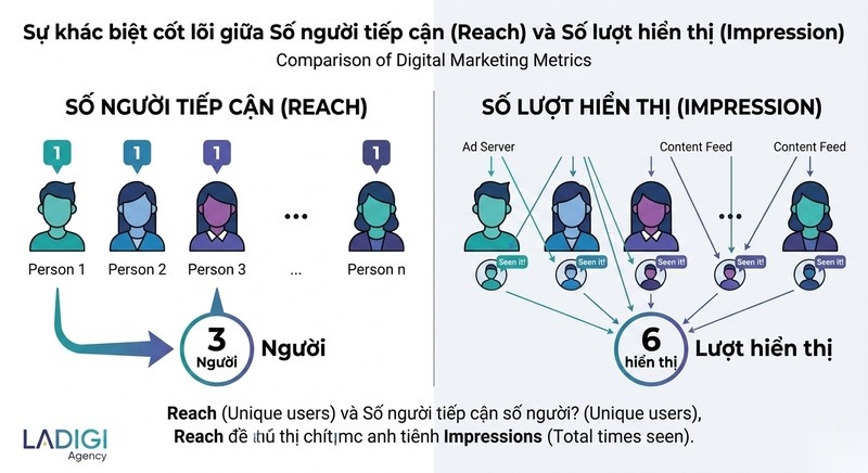 Impression là gì? 4 yếu tố tối ưu chỉ số Impression hiệu quả 2 Phân biệt sự khác biệt giữa Impression và Reach