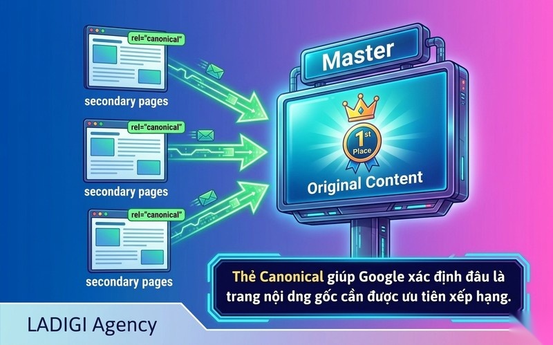 Keyword Cannibalization là gì? 6 cách xử lý hiện tượng ăn thịt từ khóa 6 Sử dụng thẻ Canonical chỉ định trang gốc