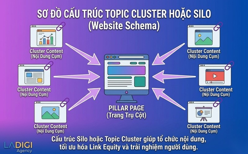 Link Equity là gì? 3 yếu tố xác định và cơ chế lan truyền Link Equity 5 Xây dựng cấu trúc website tối ưu Silo Topic Cluster