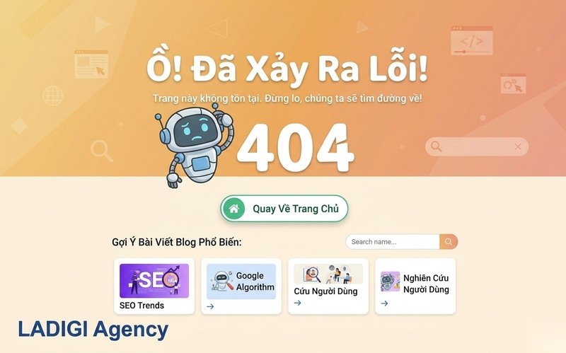 Lỗi 404 là gì? 6 nguyên nhân và cách khắc phục tối ưu SEO 10 Thiết kế giao diện đồng nhất thương hiệu Phần Tối ưu trang 404