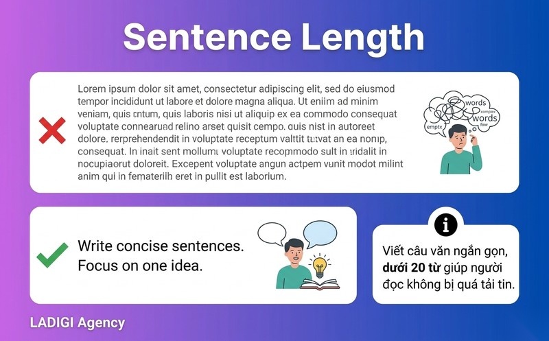 Readability là gì? 4 cách cải thiện chỉ số chuẩn SEO 3 Độ dài câu văn ngắn gọn