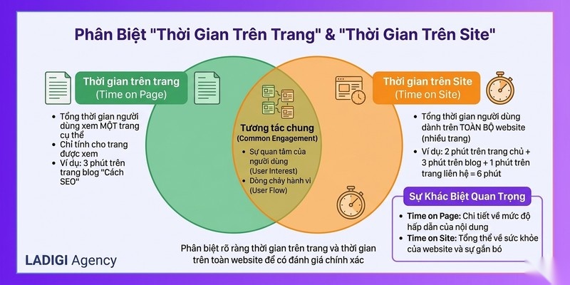 Time on Page là gì? 5 Cách tối ưu Time on Page hiệu quả 2 Phân biệt Time on Page và Time on Site Điểm giống khác nhau và tầm quan trọng của từng chỉ số